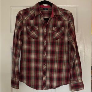 Kuhl Medium Red and Grey Plaid Women’s Plaid Shirt
